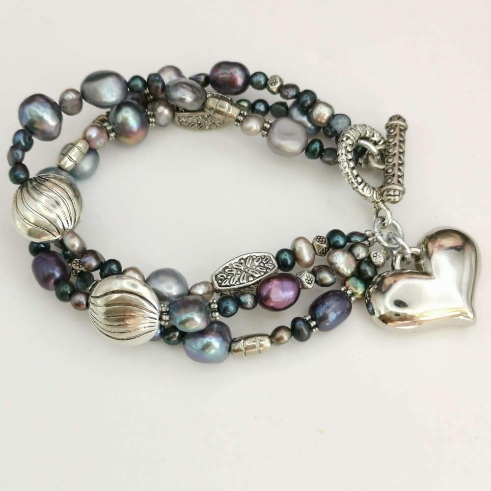 Peacock Grey freshwater pearl Bracelet 🆕